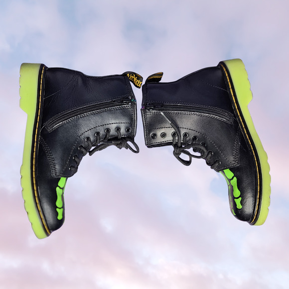 Rare Glow in the Dark Skele Bone Black Lace Up Classic Doc Dr Martens Sz 5 Women - Picture 3 of 8